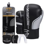 Kit Luva Boxe Thai Pretorian Fx1 Prata +band +bucal +bolsa