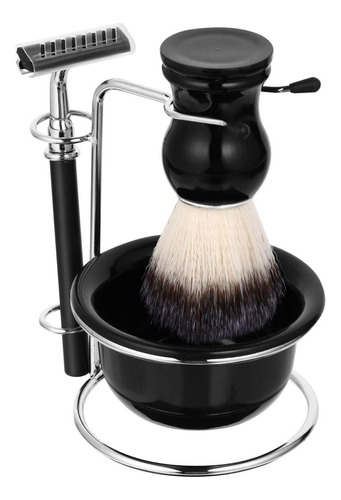 Set 4 Barba Hisopo Navaja Navajin Para Barbería Afeitar