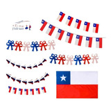 Pack Decorativo Fiestas Patrias Bandera 60x90cm+ Guirnaldas