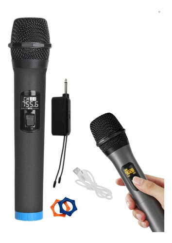 Microfones Sem Fio Profissional Recarregável Led Dinâmico 