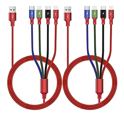 Cable De Carga Multi Usb 3.5a, 2 Cables De Carga Rápida Minl