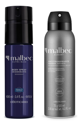 Combo Presente Natal Body Spray Malbec Ultra Bleu 100ml + De