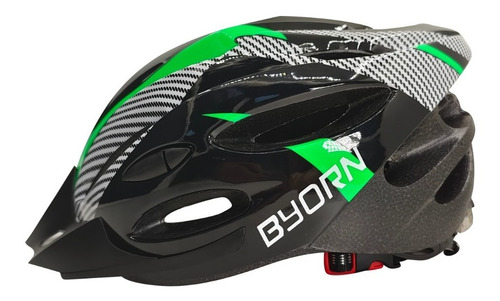 Capacete Verde Preto Sinalizador Led Ciclismo Bike Bicicleta