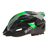 Capacete Verde Preto Sinalizador Led Ciclismo Bike Bicicleta