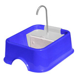 Bebedouro Para Gatos De Raça Fonte Com Água Corrente Bivolt Cor Azul Quadrada Bivolt