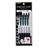 Set 5 Lápices Zebra Sarasa Clip 0.4mm Tinta Negra - Japonés