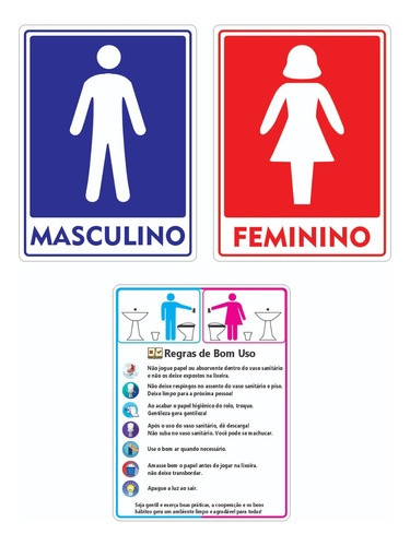 02 Placas Banheiro Feminino/masculino Em Alumínio + Brinde