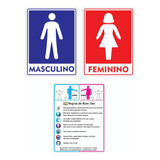 02 Placas Banheiro Feminino/masculino Em Alumínio + Brinde