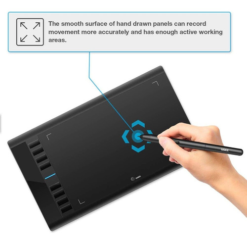 Tableta Gráfica M708 Ugee De 10 X 6 Pulgadas Con 8 Teclas De