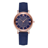 Relógio Feminino Azul Marinho Presente Barato Casual Luxuoso