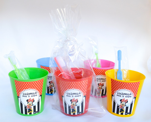 Cepillo De Dientes+vaso Mickey Minnie Infantil Personalizx25