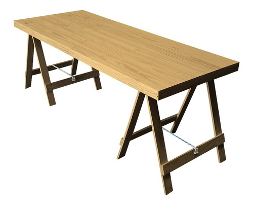 Mesa Tablon Caballetes 160x80 Maciza Moderna Quincho Madera 