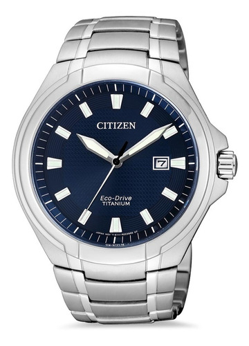 Reloj Citizen Hombre Bm7430-89l Titanio Eco Agenteoficial M Color De La Malla Plateada Color Del Bisel Plateado Color Del Fondo Azul