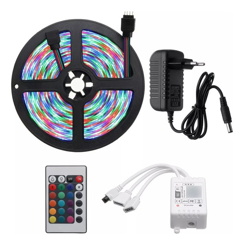 Fita Led  Colorido Rgb 5050 Controle+ Fonte 5 Metros