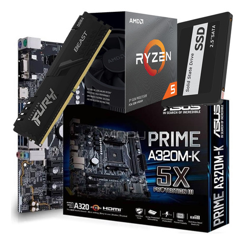 Combo Actualiz Pc Amd Ryzen 5 5600g + A320 + 16 Gb + 240 Gb