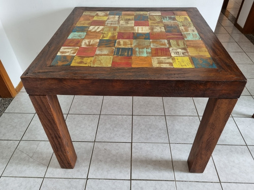 Mesa Madeira Maciça De Demolição 100x100x0.80