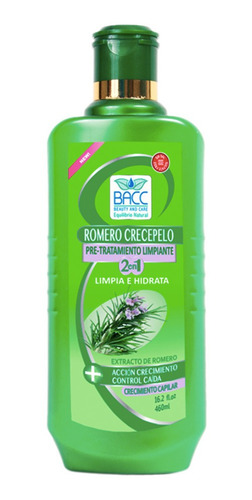 Shampoo Romero Crecepelo Bacc Hidrata 2 En 1 Sin Sal × 460ml