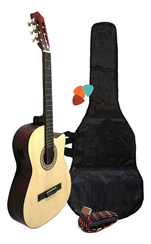 Guitarra Electrocriolla Romulo Garcia Cg100 Eq Capo Y Funda
