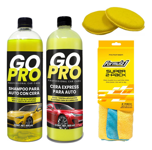 Kit Basico Lavado Y Encerado Automotriz Shampoo Y Cera