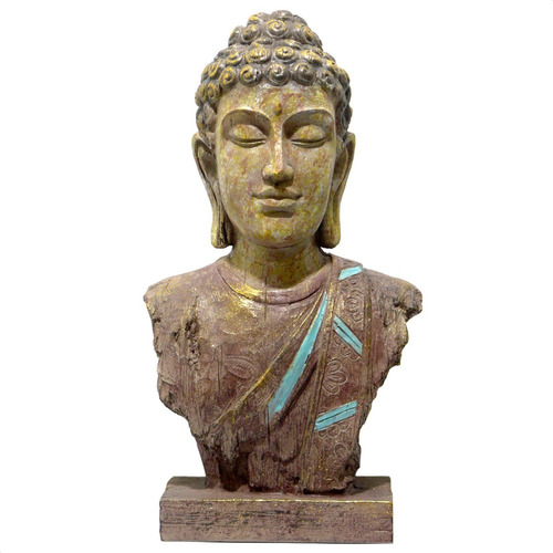 Busto De Buda Madera Figura Decorativa 42,5 Cm 