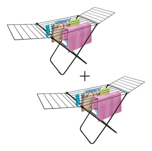 Kit 2 Varal De Chão Grande Com Abas Portátil Secalux Napoles