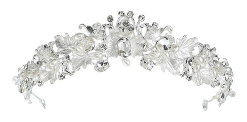 Ac Tocado Tiara Corona Novia Xv Perlas Vintage Dorada