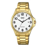 Reloj Q&q A480j004y Dorado Hombre Acero + Estuche