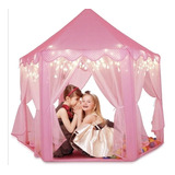 Barraca Infantil Tenda Rosa Castelo Princesa + Luz De Led