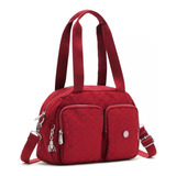 Bolso De Mano Kipling Para Dama Rojo Vino Estampado Original