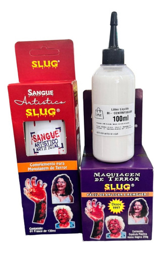 Kit Maquiagem Artística Massa Slug+ Sangue Teatral + Látex