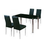 Set De Comedor De Mesa De Cristal 1.50 Y 4 Sillas Elegantes 