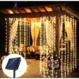 Cortina Luz Led 3x3 Mts Recargable Solar Y Usb Exterior Deco