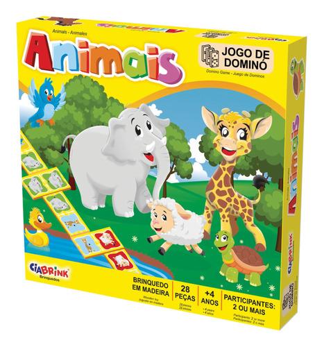 Dominó Animais 28 Peças Mdf Jogo Educativo E Pedagógico