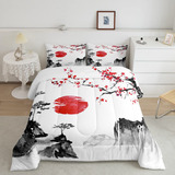 Feelyou Juego De Ropa De Cama Japonesa Ukiyoe Con Flores De.