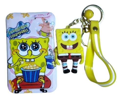 Llavero Goma 3d Pvc + Correa Personaje Bob Esponja Lentes