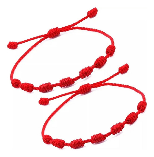 Pulsera Pareja 7 Nudos Novios Rojas + Estuche Gamushop.