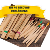 Kit Escovas De Dente De Bambu Ecológicas Atacado Lote 40 Un