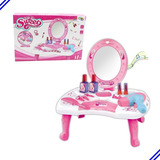 Brinquedo Kit Penteadeira Infantil Rosa Acessórios De Beleza