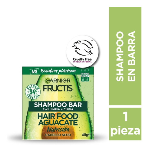 Shampoo En Barra Garnier Fructis Hair Food Aguacate X60gr