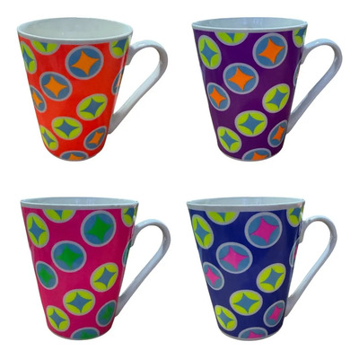 X4 Tazas Mug Cerámica Para Café Té Desayuno Oficina Florecente 9 | MercadoLibre