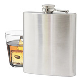 Cantil De Bolso Porta Bebida Aço Inox Whisky Vodka Rum 230m Cor Prateado