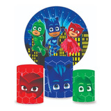 Painel Redondo E Capas De Cilindro Sublimados Pj Masks 