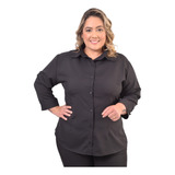 Camisete Manga 3/4 Blusa Plus Size Camisa Para Secretária