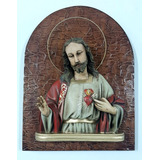 Plaqueta Sagrado Corazón De Jesús - Antigua Exclusiva - 39cm