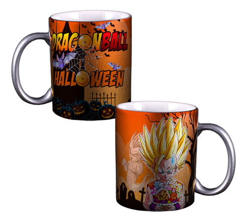 Taza Halloween De Dragon Ball Z Personalizada Plateada M264