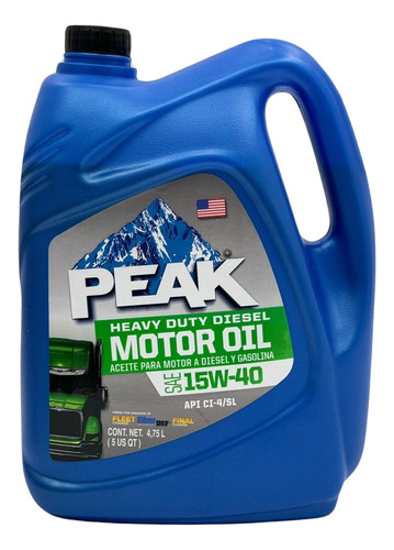 Aceite Peak Multigrado 15w-40 Diesel Y Gasolina 4.75 Litros