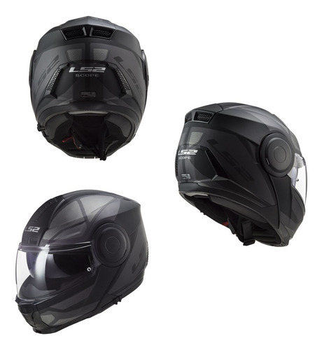 Casco Abatible Ls2 Scope Axis Ff902 Negro / Titanium Mate