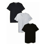 Emporio Armani Men's Cotton V-neck T-shirt, 3-pack, Color Gris/azul Marino/negro