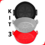 Kit 3 Forro Air Fryer De Silicone Reutilizável Antiaderente