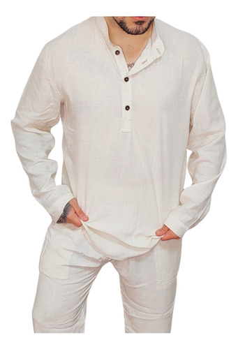 Conjunto De Lino (camisa + Pantalon) Blanco